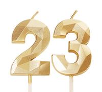 Gold 23 Birthday Candles for Cake, 23rd Birthday Toppers