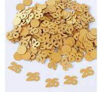 Gold 26th Birthday Table Confetti with Circles - Pearlescent Card Decorations for Age, Bday, Anniversary or Milestone Party - Scatter or Sprinkle