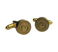 Gold 270 Brass Bullet Cufflinks with Velvet Presentation Gift Bag - Handmade in The UK