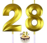 Gold 28th Birthday Candle, 3D Number 28 Cake Topper Decoration for Boys & Girls - Versatile Party Supplies for Birthdays, Wedding Anniversaries, and Corporate Celebrations