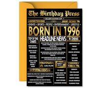 Gold 29th Birthday Card for Men Women - Black & Golden Newspaper Born in 1996 - Happy 29 Birthday Cards for Auntie Husband Friend Sister Neighbour Brother, 5x7 Inch Bday Greeting Cards