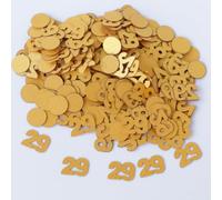 Gold 29th Birthday Table Confetti with Circles - Pearlescent Card Decorations for Age, Bday, Anniversary or Milestone Party - Scatter or Sprinkle