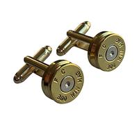 Gold 300 Brass Bullet Cufflinks with Velvet Presentation Gift Bag - Handmade in The UK