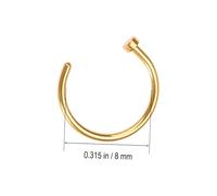 Gold 316L Surgical Steel Fake Nose Ring Hoop - 6/8/10mm Septum Clicker Lip/Nose Ring GDNSERNG1PCS
