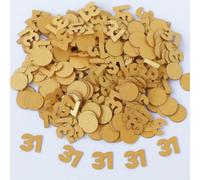 Gold 31st Birthday Table Confetti with Circles - Pearlescent Card Decorations for Age, Bday, Anniversary or Milestone Party - Scatter or Sprinkle
