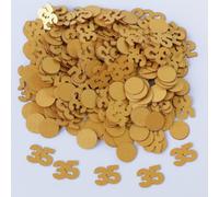 Gold 35th Birthday Table Confetti with Circles - Pearlescent Card Decorations for Age, Bday, Anniversary or Milestone Party - Scatter or Sprinkle