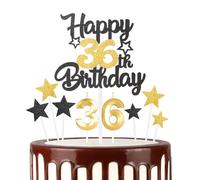 Gold 36th Birthday Decorations, Gold Black 36th Birthday Cake Topper, 36th Birthday Candle for Men Women, Gold Party Candles, Gold Black Birthday Party Celebrations Supplies,3D Gold Number 36 Candles