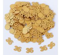 Gold 36th Birthday Table Confetti with Circles - Pearlescent Card Decorations for Age, Bday, Anniversary or Milestone Party - Scatter or Sprinkle