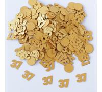 Gold 37th Birthday Table Confetti with Circles - Pearlescent Card Decorations for Age, Bday, Anniversary or Milestone Party - Scatter or Sprinkle