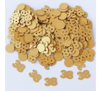 Gold 38th Birthday Table Confetti with Circles - Pearlescent Card Decorations for Age, Bday, Anniversary or Milestone Party - Scatter or Sprinkle