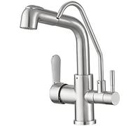 Gold 3AWay Kitchen Mixer Tap with 360° Swivel Spout Dual Handle 1AHole Design Water Filter for Kitchen Sink Ideal for Drinking Water Premium Quality