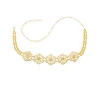 Gold 3D Hollowed Crystal Flower Women's Wait Belly Chains Bohemian Summer Beach Party Charm Belts Body Jewelry