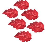 Gold 3D Leaf Placemat - Luxury Table Decoration with Heat Resistance, Washable Heat Resistant PVC Placemats for Kitchen Dining Table,Easy to Clean (Red,6pc)