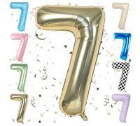 Gold 40 Inch Number 7 Balloon,Large Self Inflating Champagne Foil Number Balloons 0-9 for Boys Girls,Digit Seven Balloons for 7th Birthday Party Decorations Supplies