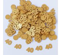 Gold 40th Birthday Table Confetti with Circles - Pearlescent Card Decorations for Age, Bday, Anniversary or Milestone Party - Scatter or Sprinkle