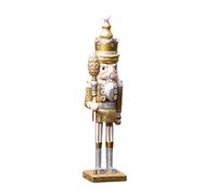 (Gold) 42cm Wooden Nutcracker Doll Soldier Vintage Handcraft Decoration Christmas Action Figure Gifts