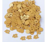 Gold 42nd Birthday Table Confetti with Circles - Pearlescent Card Decorations for Age, Bday, Anniversary or Milestone Party - Scatter or Sprinkle