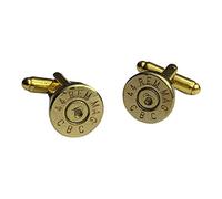 Gold 44 Magnum Brass Bullet Cufflinks with Velvet Presentation Gift Bag - Handmade in The UK