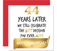 Gold 44th Anniversary Card for Women Men - Celebrate Best Decision - Happy 44 Year Anniversary Card for Wife Companion Partner Boyfriend, 145mm Golden Wedding Anniversaries Greeting Cards