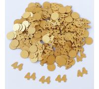 Gold 44th Birthday Table Confetti with Circles - Pearlescent Card Decorations for Age, Bday, Anniversary or Milestone Party - Scatter or Sprinkle
