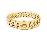 Gold,45cm/18in,TDHLW Heavy Duty Gold Dog Chain Collar for Large Dogs 32mm, Strong Stainless Steel Gold Dog Collars with Safety Buckle Lock for Small Medium&Large Dogs
