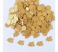 Gold 45th Birthday Table Confetti with Circles - Pearlescent Card Decorations for Age, Bday, Anniversary or Milestone Party - Scatter or Sprinkle