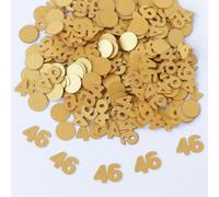 Gold 46th Birthday Table Confetti with Circles - Pearlescent Card Decorations for Age, Bday, Anniversary or Milestone Party - Scatter or Sprinkle
