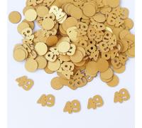 Gold 49th Birthday Table Confetti with Circles - Pearlescent Card Decorations for Age, Bday, Anniversary or Milestone Party - Scatter or Sprinkle