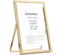 Gold 4x6 Floating Picture Frame for Photo Sizes(2x3''&3.5x5''),Adjustable Tabletop/Shelf Display,Classy Metal Gift Frames for Wedding,Thanksgiving,Christmas,Home & Office Decor