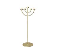 Gold 5-Arm Metal Tea Light Candle Holder Elegant Floor Standing Candelabra for Holiday Decor, Weddings & Home Accents