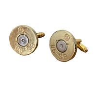 Gold .50 Cal Brass Bullet Cufflinks with Velvet Presentation Gift Bag - Handmade in The UK