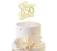 Gold 50th Anniversary Cake Toppers Glitter 50 Golden Years Wedding Anniversary Party Cake Decoration for Birthday Celebration Supplies