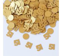 Gold 51st Birthday Table Confetti with Circles - Pearlescent Card Decorations for Age, Bday, Anniversary or Milestone Party - Scatter or Sprinkle