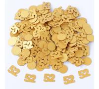 Gold 52nd Birthday Table Confetti with Circles - Pearlescent Card Decorations for Age, Bday, Anniversary or Milestone Party - Scatter or Sprinkle
