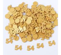Gold 54th Birthday Table Confetti with Circles - Pearlescent Card Decorations for Age, Bday, Anniversary or Milestone Party - Scatter or Sprinkle