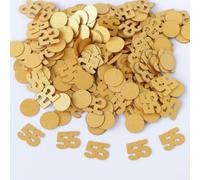 Gold 55th Birthday Table Confetti with Circles - Pearlescent Card Decorations for Age, Bday, Anniversary or Milestone Party - Scatter or Sprinkle