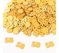 Gold 58th Birthday Table Confetti with Circles - Pearlescent Card Decorations for Age, Bday, Anniversary or Milestone Party - Scatter or Sprinkle