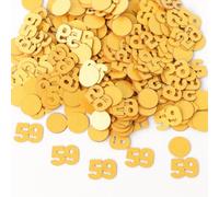Gold 59th Birthday Table Confetti with Circles - Pearlescent Card Decorations for Age, Bday, Anniversary or Milestone Party - Scatter or Sprinkle