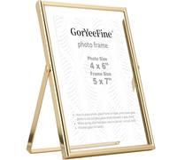 Gold 5x7" Floating Frames Adjustable for 3.5x5" & 4x6" Photos Elegant Tabletop/Shelf Display Picture Frames, Classy Wedding frame, Thanksgiving,Christmas Gift frame for Home & Office Decor
