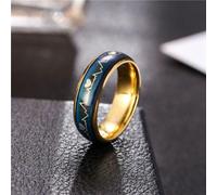 (gold, 6) Ecg Fashion Cold Wind Temperature Mood Titanium Steel Ring Temperature Change Stainless Steel Ring