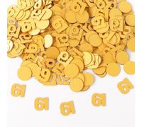 Gold 61st Birthday Table Confetti with Circles - Pearlescent Card Decorations for Age, Bday, Anniversary or Milestone Party - Scatter or Sprinkle