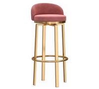Gold 65cm Modern Bar Stool with Backrest & Footrest 360° Swivel Breakfast Chair Round Kitchen & Dining Room Seating Stylish Metal Legs