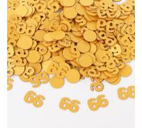 Gold 66th Birthday Table Confetti with Circles - Pearlescent Card Decorations for Age, Bday, Anniversary or Milestone Party - Scatter or Sprinkle