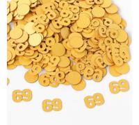 Gold 69th Birthday Table Confetti with Circles - Pearlescent Card Decorations for Age, Bday, Anniversary or Milestone Party - Scatter or Sprinkle