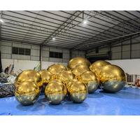Gold 6pcs Inflatable Mirror Ball Shiny Balls Inflatable PVC Hanging Large Disco Ball Decor for Party, Stage, Wedding Decoration (With Air Pump)