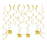 Gold 70th Hanging Swirl Birthday Decorations,Gold 70 Anniversary Plastic Swirl (Pack of 20Pcs)
