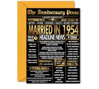Gold 71st Anniversary Card for Women Men - Golden Newspaper Married in 1954 - Happy 71 Year Wedding Anniversary Card for Companion Husband Partner Wife, 5x7 Inch Anniversaries Greeting Cards