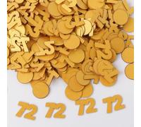 Gold 72nd Birthday Table Confetti with Circles - Pearlescent Card Decorations for Age, Bday, Anniversary or Milestone Party - Scatter or Sprinkle