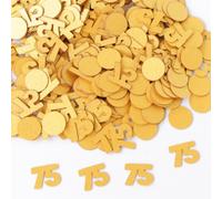 Gold 75th Birthday Table Confetti with Circles - Pearlescent Card Decorations for Age, Bday, Anniversary or Milestone Party - Scatter or Sprinkle