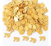 Gold 79th Birthday Table Confetti with Circles - Pearlescent Card Decorations for Age, Bday, Anniversary or Milestone Party - Scatter or Sprinkle